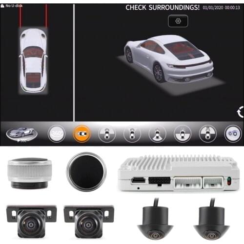 Car 360° 3D panoramic camera DVR birds-eye view system supports Korean, Japanese, English, suitable for Macan, 911,Panamera