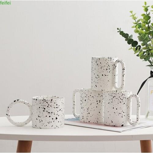 Big handle Coffee Cups Designer Creative Ceramic Mug Tea Cup Breakfast Milk Cup Office Water Cups Friends Gift Home decoration