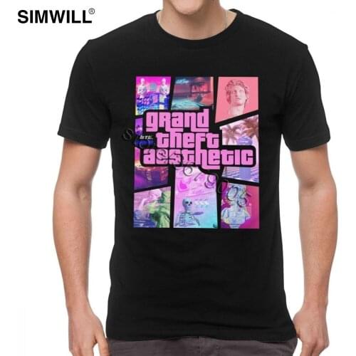 Grand Theft Tees Shirts Gorgeous Design Aesthetic Vaporwave T Shirts Cotton Tshirts Mens Short Sleeved Crew Neck T-shirt