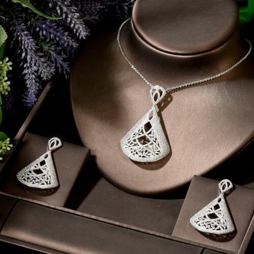 HIBRIDE Big Fashion Statement Jewelry Set For Women Wedding Party Full Zircon Dubai Bridal jewelry Set conjuntos de mujer N-1880