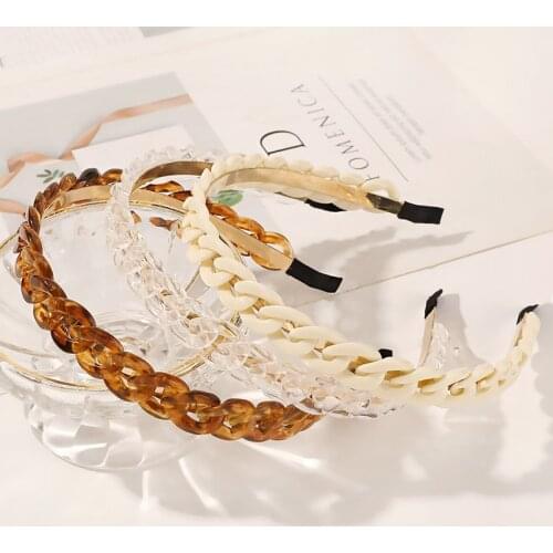 Imixlot Fashion Acrylic Chains Metallic Hair Bands for Women Headband Hairband Vintage Head Bezel Hair Hoop Hair Accessories