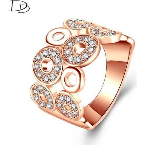 DODO AAA Zircon Inlay Rose Gold Color Rings For Women Fashion Wide Bague Unique Vintage Design Jewelry Accessories Anel Dm091