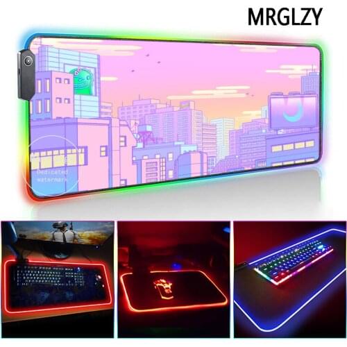 MRGLZY LED Light RGB XXL Large Dream Girly Mouse Pad Carpet Genshin Impact DeskMat PC Laptop Keyboard Gaming Accessories for LOL