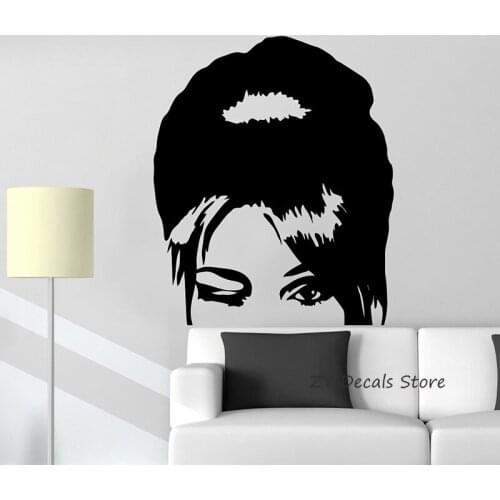 Beautiful Woman Hair Salon Wall Decals Beauty Wall Stickers For Girls Bedroom Sexy Women Head Mural Home Decoration L324