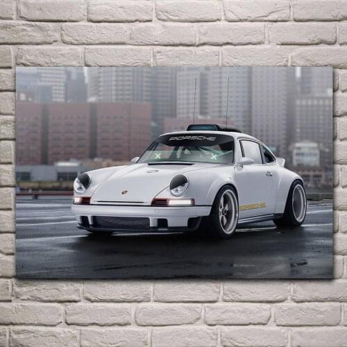 Beautiful supercar 911car white sport car fabric poster living room home wall art decor canvas silk art print KH639