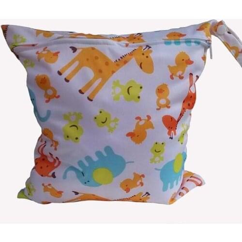 Circle Animal Print Diaper Wet/Dry Bag Laundry Bag Cloth Diaper Bags Wet Swimsuit Bag WetBag 28*30cm