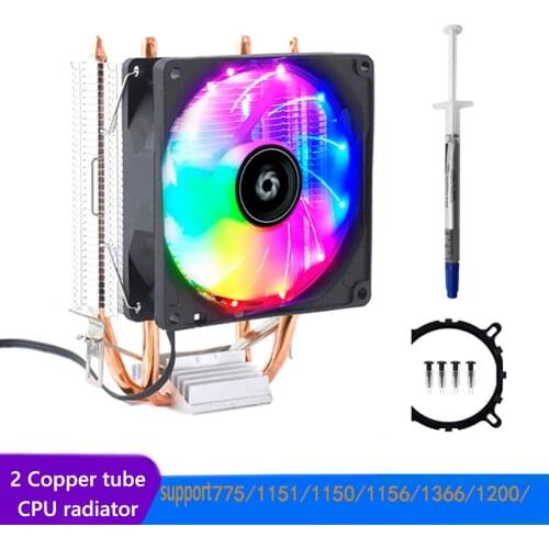 X230 2 Heat Pipes CPU Cooler Fan Desktop Computer PC Case Cooling 3 Pin 2000RPM Gaming Silent Radiator for Intel LGA AMD 1155