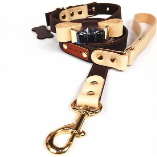 Fashion Pet Dog Adjustable Leather Collar Leash Set For Small Medium Large Dogs Teddy Pug Yorkie Corgi Leading Accessories AML33
