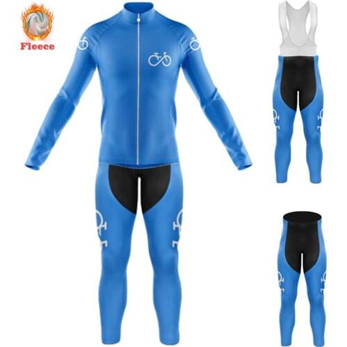 New Men Winter Fleece Pro Cycling Jersey Set MTB Race Cycling Clothing Long Sleeve Ropa Ciclismo Outdoor Riding Bike Uniform