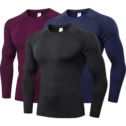 Mens Running Compression Tshirts Quick Dry Soccer Jersey Fitness Tight Sportswear Gym Sport Long Sleeve Shirt Breathable