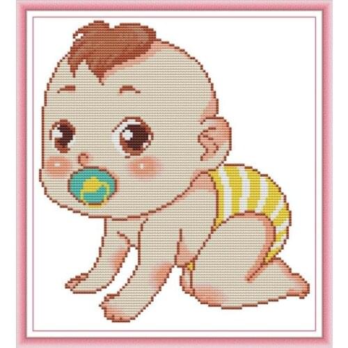 Joy Sunday Counted Cross Stitch Kit Baby Bottle Stamped Cartoon Patterns 11CT 14CT Printed Embroidery Needlework Decoration Sets
