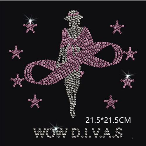 Dancer girl iron on applique patches hot fix rhinestone transfer motifs designs iron on transfer fixing rhinestones for shirt