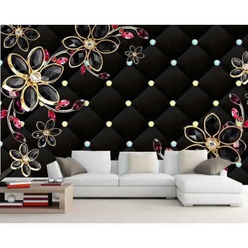 Black diamond jewelry flower 3d wallpaper mural papel de parede,living room TV sofa wall bedroom kitchen wall papers home decor
