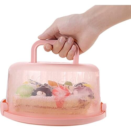NEW Cake Storage Box Portable Plastic Round Cake Container Dessert Container Case Cupcake fruits kitchen visible Storage Box