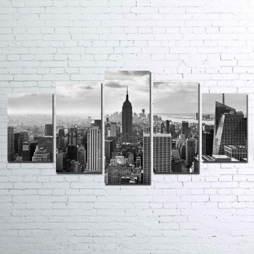 New-York-Black-and-white 5 PIECE CANVAS FOR LIVING ROOM