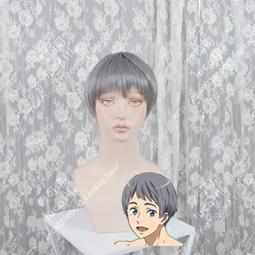 Anime Free!-Dive to the Future Aiichirou Nitori Wig Cosplay Short Grey Heat Resistant Synthetic Hair Wig + Wig Cap