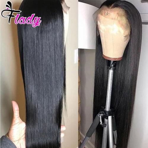 HD Transparent Lace Front Human Hair Wigs For Women Preplucked 13X6 Lace Frontal Wig Remy Brazilian Straight Lace Closure Wig