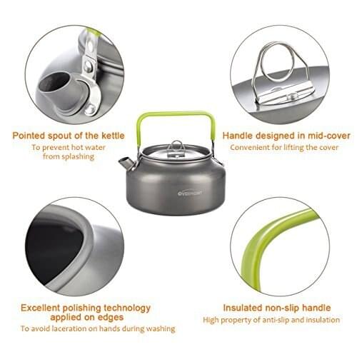 Camping Kettle Camp Tea Coffee Pot Aluminum Outdoor Hiking Gear Portable Teapot Lightweight with Silicon Handle