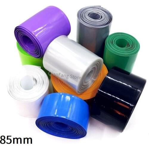 PVC Heat Shrink Tube 85mm Width Blue MultiColor Shrinkable Cable Sleeve Sheath Pack Cover for 18650 Lithium Battery Film Wrap