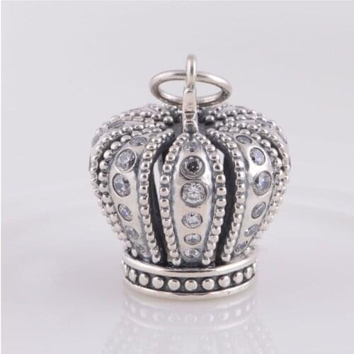 S925 Sterling Silver Screw Thread Crown pendant charms beads Dangle charm Fit Original Pandora Charms Bracelet jewelry LW263