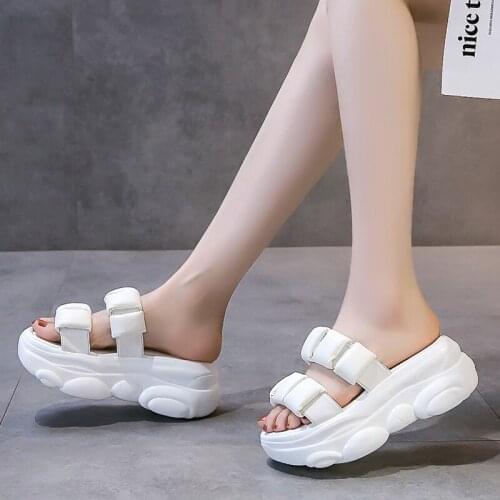 Womens Slippers Wedges Fashion Women Shoes 2021 Summer Peep Toe Sandals Women Platform Slippers Outdoor Casual Heels Slides