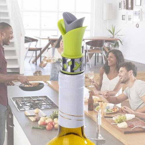 Lily Red Wine Stopper Silicone Leak-proof Stopper Decorative Cute Funny Wine Bottle Stopper Kitchen Gadgets Bar Tools