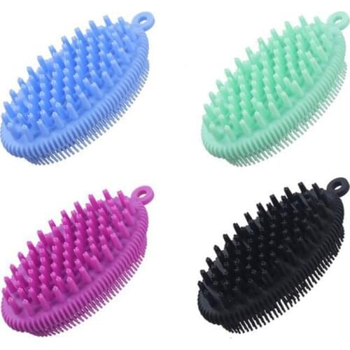 Silicone Hair Scalp Massager Shampoo Brush Double Side Exfoliating Body Scrubber