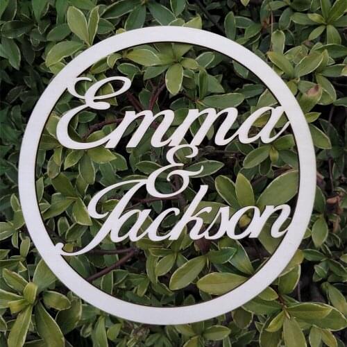 Wedding Reception Decor Wooden Circle with Names Custom Circle Wood Cut Sign Custom Wedding Gift Personalized Wedding Decoration