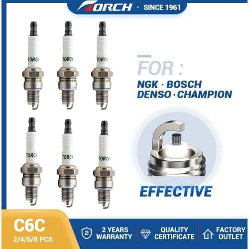2pcs/lot Car Candles Power Spark Plugs Torch C6C Replace for Champion P8Y Autolite 2735 Autolite 2716 Ignition System