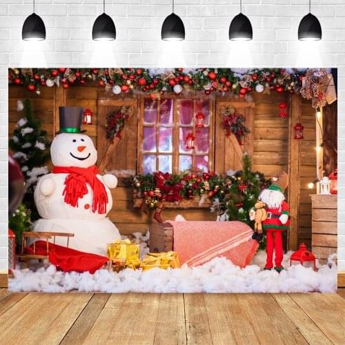 Christmas Backdrop Winter Snowman Window Photography Background Photo Studio Baby Portrait Vinyl Photocall Photozone Photophone