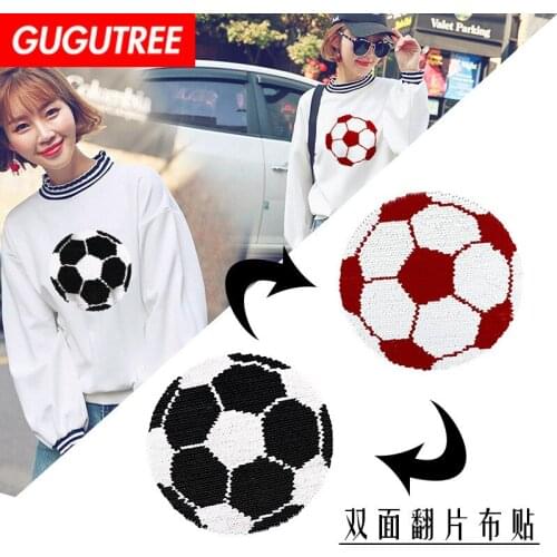 GUGUTREE embroidery Sequins big football patches Sports patches badges applique patches for clothing YYX-19121045