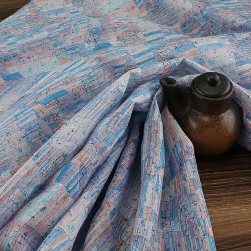 High quality pure ramie tissu Fashion lithography Beautiful print fabric High-grade gown, dress and cheongsam material