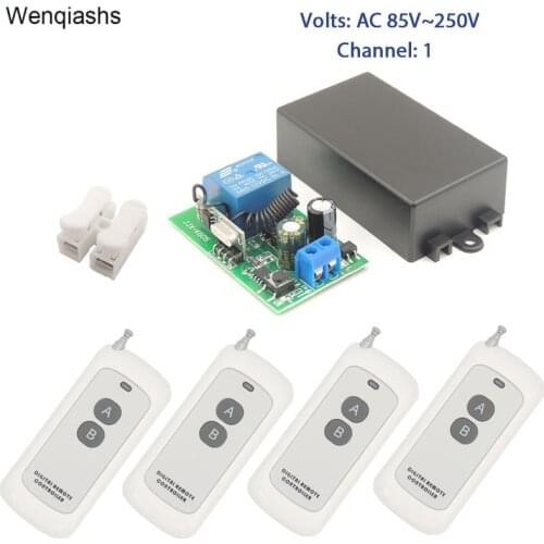 Wenqia 433MHz rf 500m Remote Control Switch AC 85~220V 10A 2200W 1-Gang Relay Receiver and transmitter for Light\ LED controller