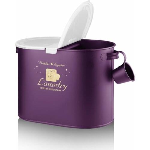 DETERGENT BOX BLACK WHITE PURPLE 10 LITER WITH METAL COMPARTMENT