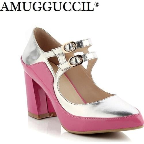 2021 New Plus Big Size 33-42 White Peach Buckle Fashion Sexy High Heel Spring Summer Female Ladies Shoes Women Pumps D1214