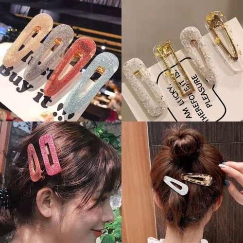1Pcs New Fashion Hair Clips For Women Hairpins Hollow Waterdrop Acrylic Barrettes Shiny Tin Foil Sequins Hairpins Hair Clip
