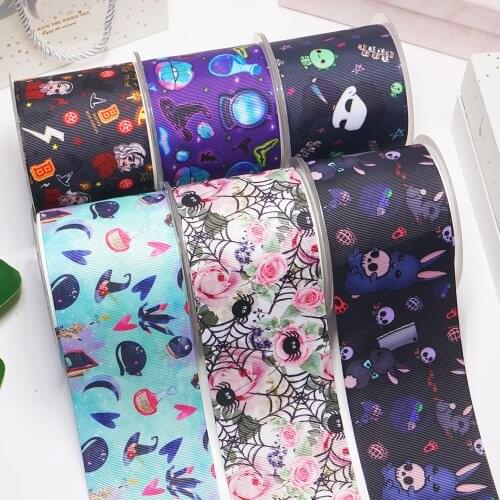 10 Yards 3inch 75mm Cartoon Printing Grosgrain Ribbon For Hair Bows DIY Crafts Handmade Accessories 53906