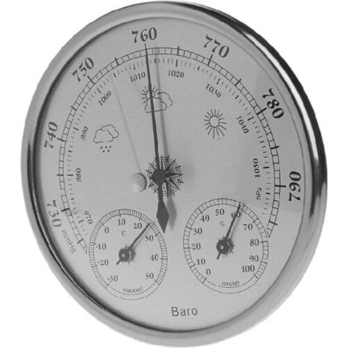 130mm Atmospheric Pressure Temperature Hygrometer Weather Station Three-in-One Barometer Film Metal Box Barometer
