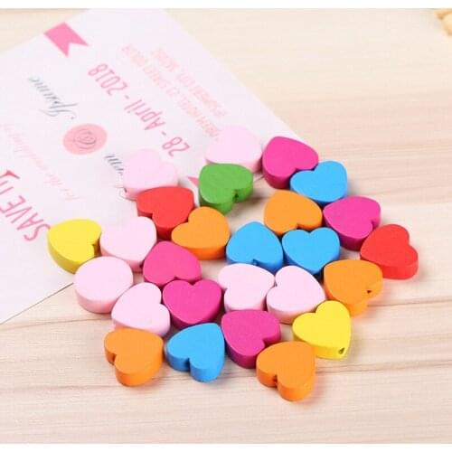 18mm Children Jewelry Wooden Beads Colorful Round Heart Wood Beads DIY Multicolor Jewelry Making Accessories 20PCS/Pack