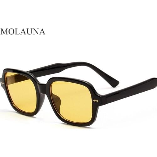 2021 Fashion Unisex Square Sunglasses Men Women Fashion Small Frame Yellow Sunglasses Female Retro Rivet Glasses Oculos UV400