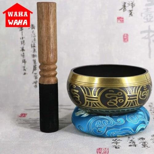 3Pcs/Set Tibetan Bowl Buddhist Bowl Singing Bowl with Bowls Mats Meditation Sound Massage Home Ornament Belief Buddhist Supplies