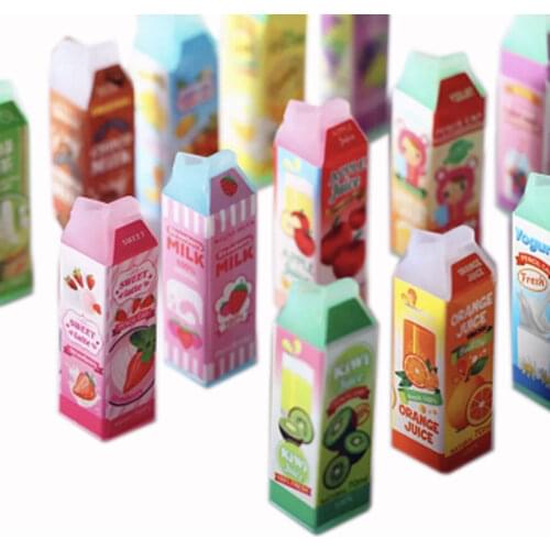 3D Fruit Resin Boxed Juice Milk Drink Bottle Pretend Food Kawaii Cabochons for Kids Doll Kitchen Accessories