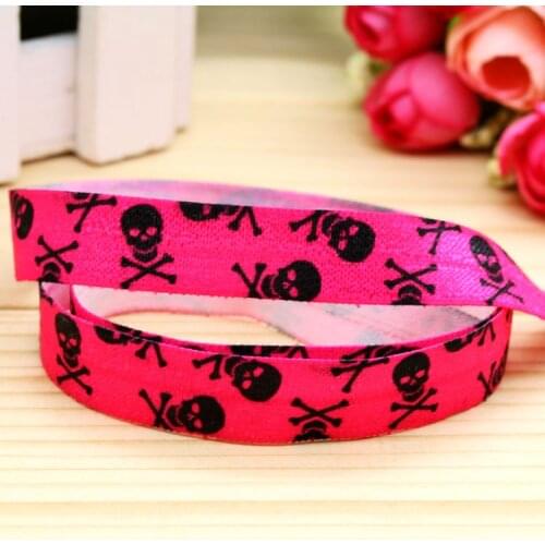 5/8'' Free shipping Fold Elastic FOE skull printed headband headwear hairband diy decoration wholesale OEM P5705