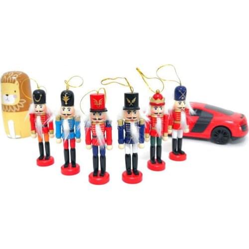 6 PCS Per Set Christmas Decorations Nutcrackers Wooden Soldier Puppet 12.5cm