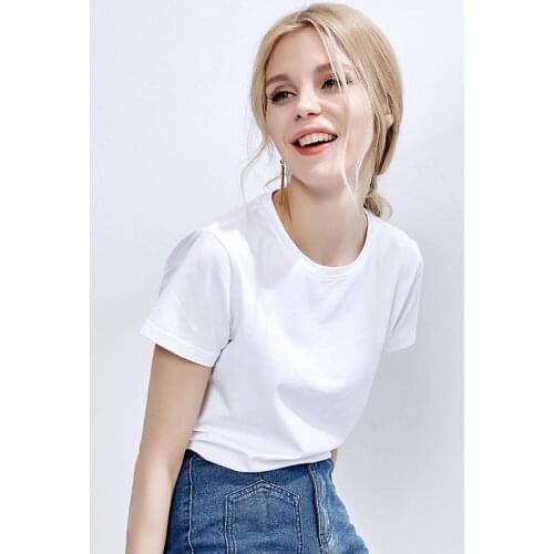 White T-shirt womens short sleeve ins foreign style 2021 New loose base T-shirt pure cotton clean version simple white body