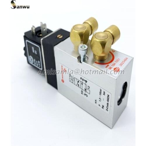 Free shipping 98.184.1051 solenoid valve SM74 pneumatic 4/2 way valve - 6mm push fits offset printing machine parts