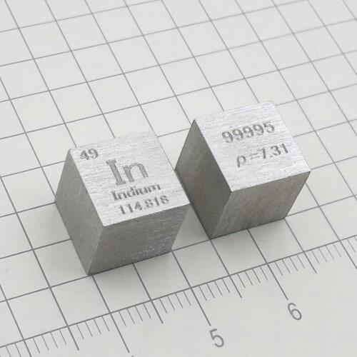 Free shipping High Purity 99.995 Pure Indium In Carved Element Periodic Table 10mm Cube