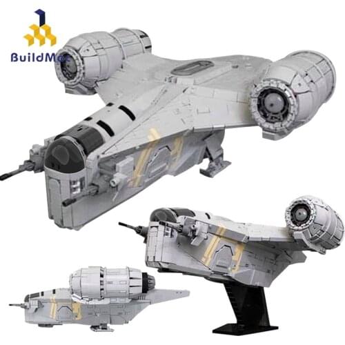 Buildmoc Space Wars Movie Razor Crest Spaceship Airship Military Plan Building Blocks Bricks Toys For Childrens Toys Gift