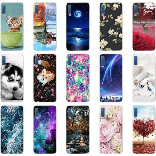 B Case For Samsung Galaxy A7 2018 Phone Cover Silicone Colorful Printing Back Case Cover For Samsung A7 2018 A750 A750F 6.0 Inch