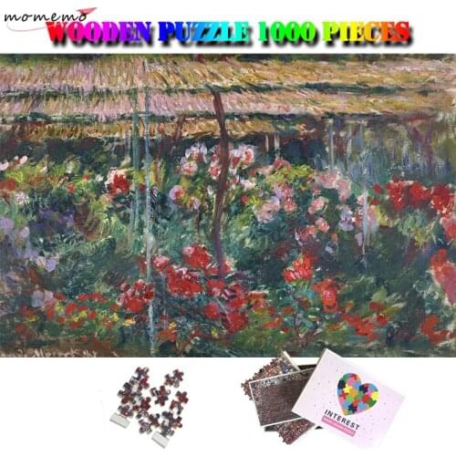 MOMEMO Peony Garden Wooden Adults Jigsaw Puzzle 1000 Pieces Brain Trainer Puzzle World Famous Painting 1000 Pieces Puzzle Toys
